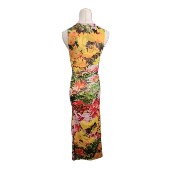ZARA Bloggers Fave Flower Print Stretch Ruched Side Bodycon Midi Dress Small New - Picture 9 of 10